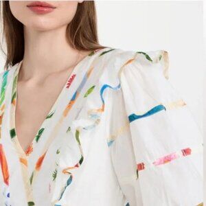 NWT FARM Rio Mixed Off White Prints Midi Dress Multi-Color Size Small